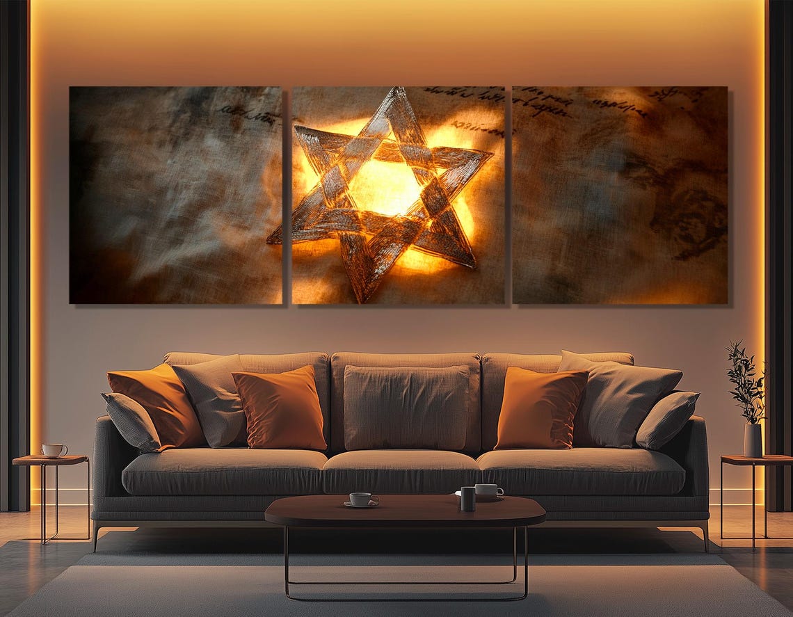 Glowing Star Of David Hexagram Vintage Manuscript Jewish Art Poster - Image 4