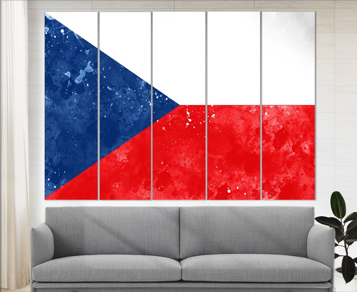 Czech Republic Flag Grunge Watercolor Blue Triangle Prague Poster - Image 3