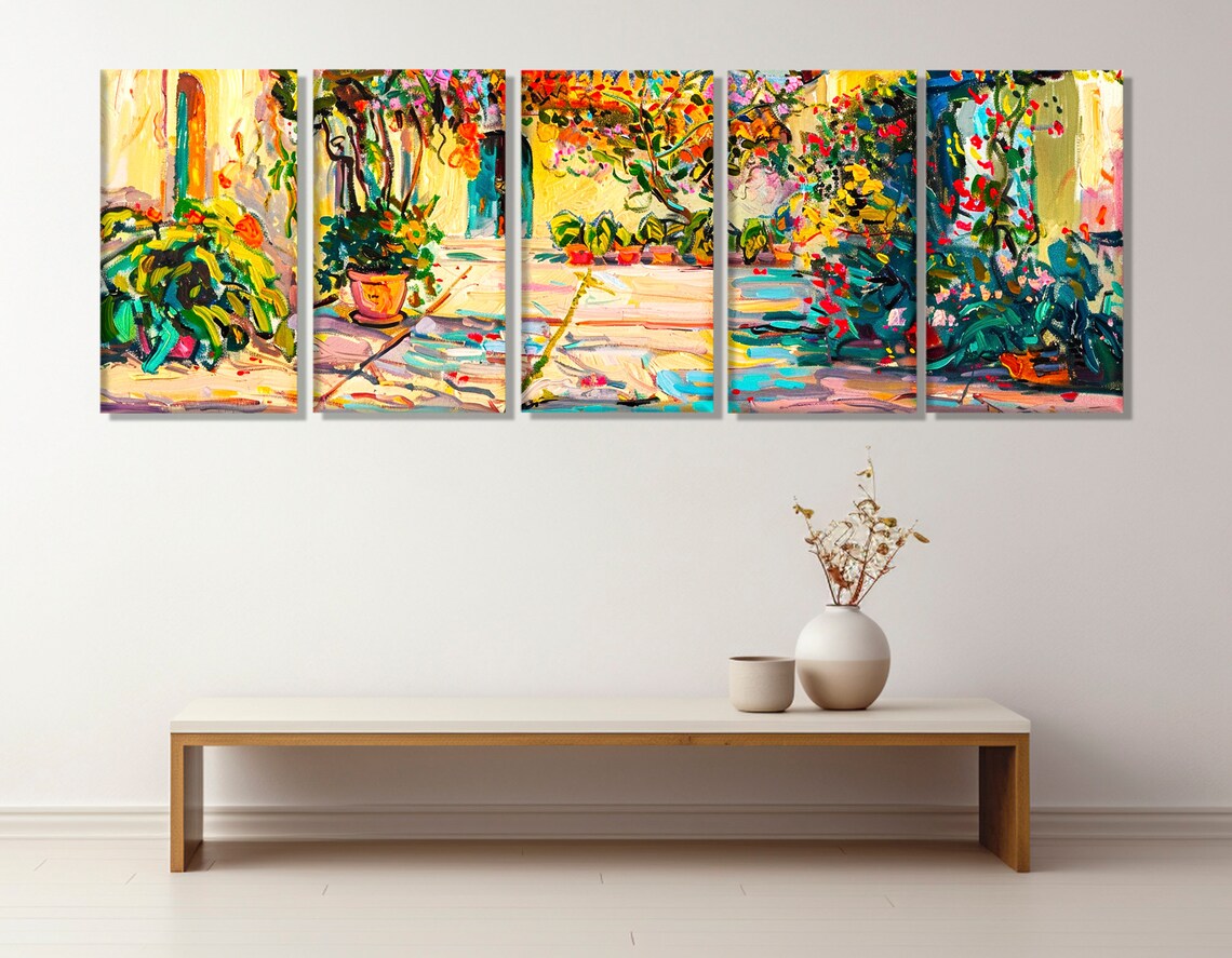 Italian Village Painting Art Print, Colorful Italy Street - Image 2