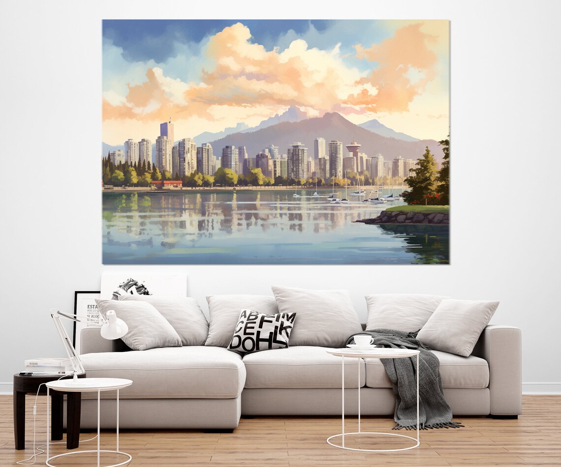 Vancouver Skyline Abstract Art Print, Travel Poster - Image 2
