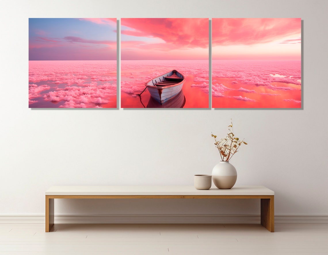 Pink Lake Retba Senegal Wooden Boat Dreamy Pink Water Travel Poster - Image 4