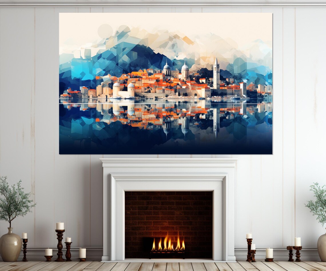Abstract Dubrovnik Painting, Croatia Art Poster
