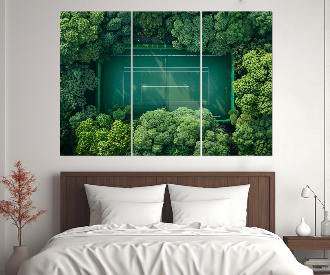 Abstract Tennis Wall Art Tennis Court In Forest Print Tennis Club Wall Decor Tennis Player Gift Framed And Ready To Hang - Image 4