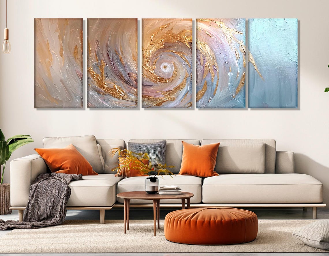 Gold Spiral Vortex Luxury Abstract Infinity Panoramic Wall Art - Image 3