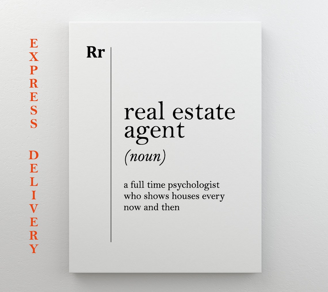 Real Estate Agent Funny Definition Print Realtor Gift for New Agents