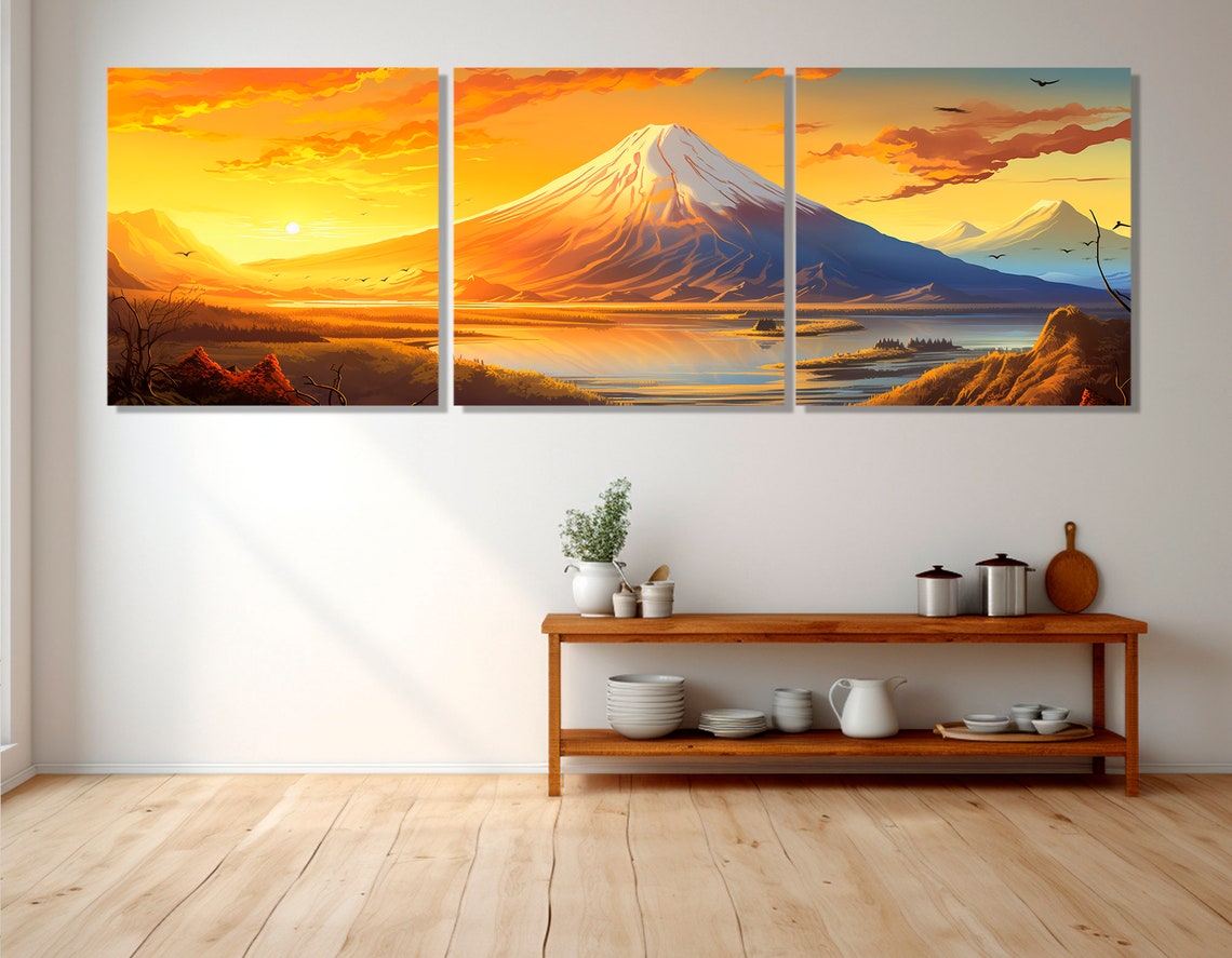 Mount Fuji Japan Sunset Snow Capped Peak Lake Reflection Poster - Image 3