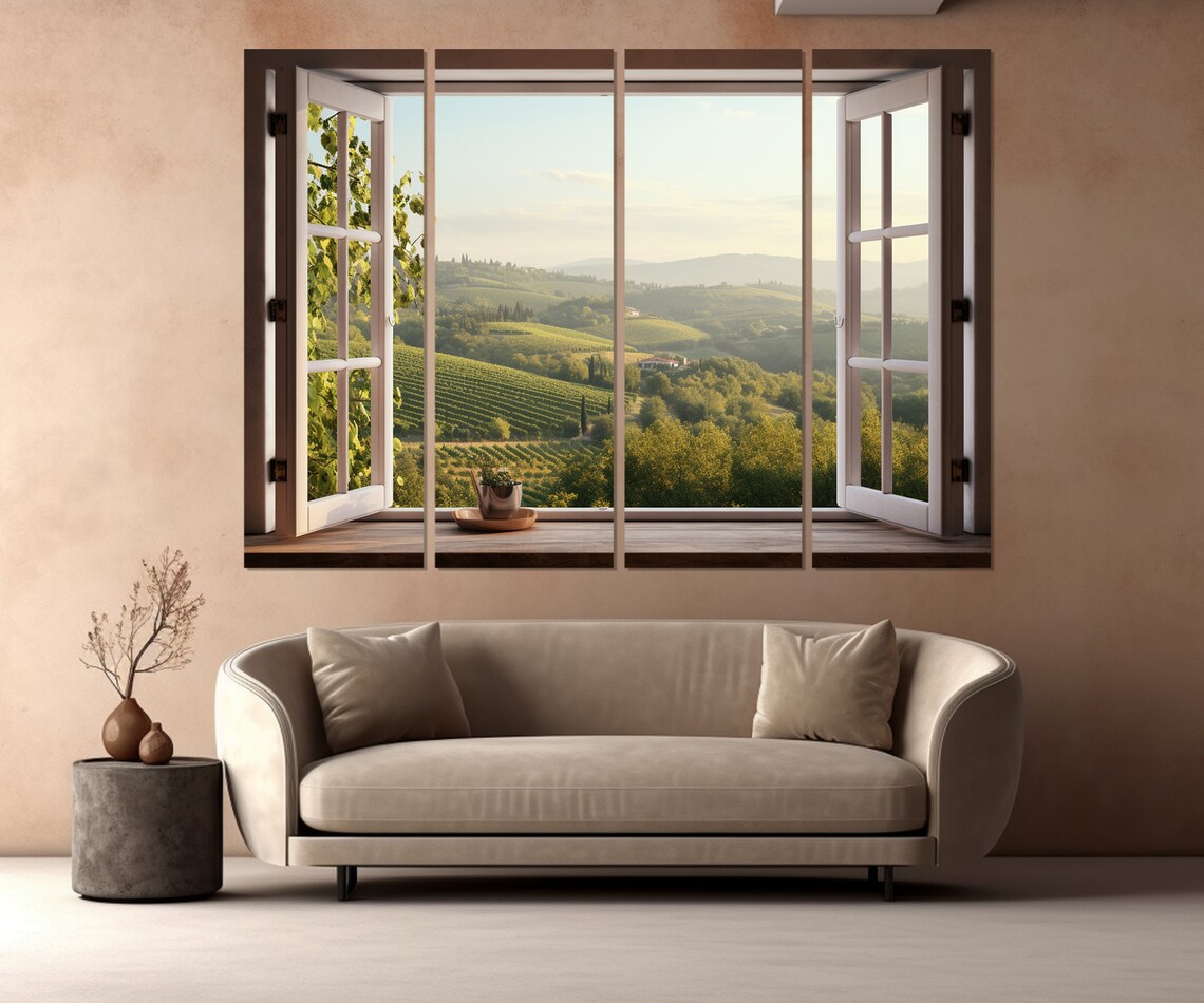 Open Window With Tuscany View, Landscape Art Print - Image 2