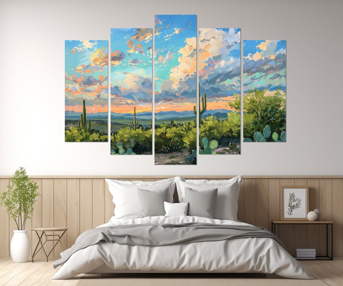Saguaro Cactus Desert Sunset Southwest Painted Sky Vibrant Wall Poster - Image 2