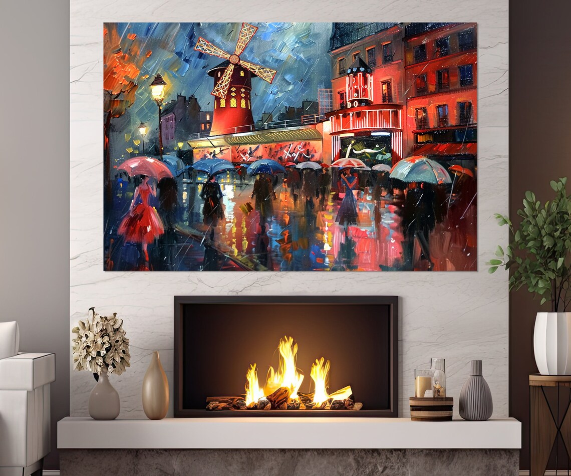 Paris Abstract Windmill Art Print, Romantic Wall Decor - Image 3