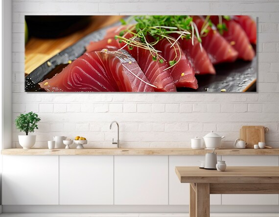 Tuna Fish Print Fish Restaurant Decor Food Wall Art Kitchen Print Large Kitchen Wall Decor Framed And Ready To Hang