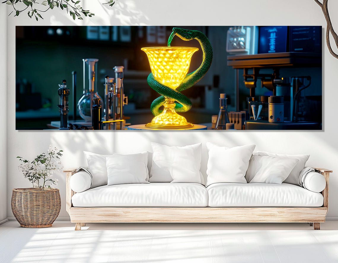 Golden Bowl Of Hygieia Glowing Pharmacy Serpent Chalice Symbol Poster - Image 2