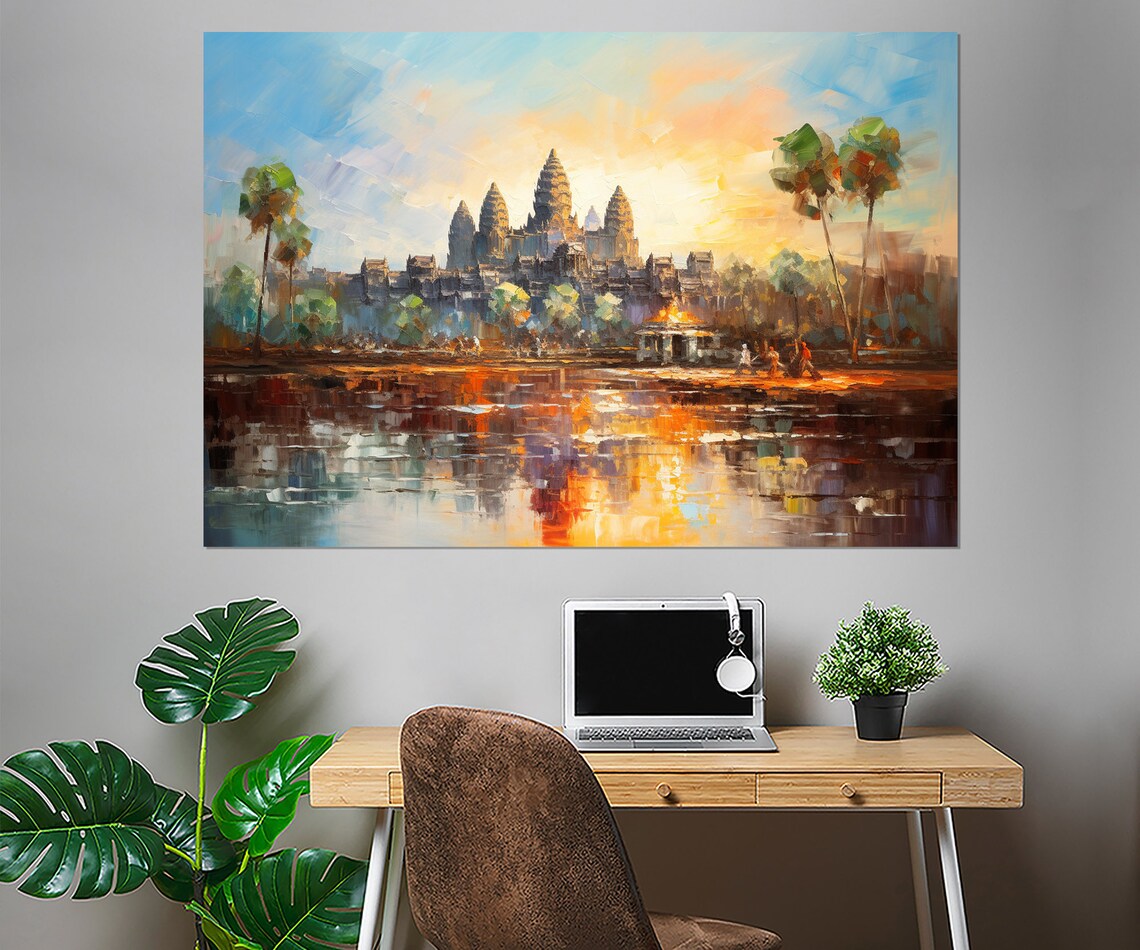 Ancient Khmer Temple Painting, Angkor Wat Travel Poster - Image 2