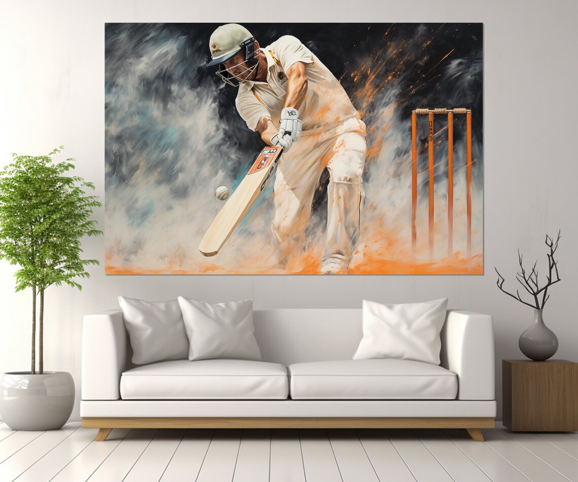 Cricket Abstract Art Print, Cricket Player Gift