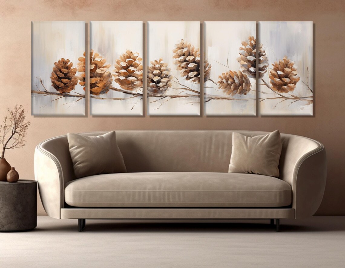 Branch With Cones Winter Christmas Wall Art Print - Image 3