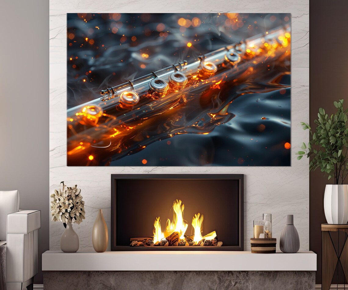 Abstract Flute Painting, Music Class Wall Art Print