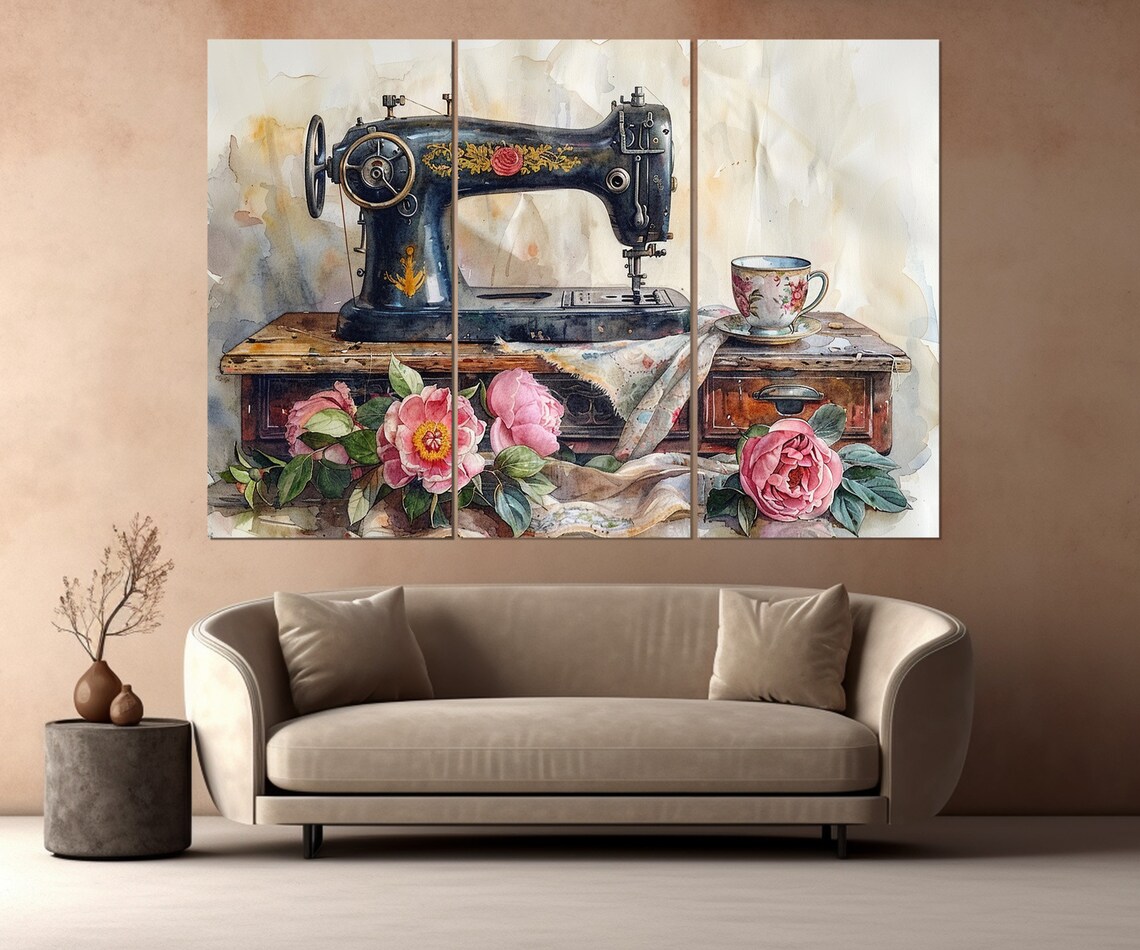 Vintage Sewing Machine Print Seamstress Gift Tailor Gift Framed And Ready To Hang - Image 4