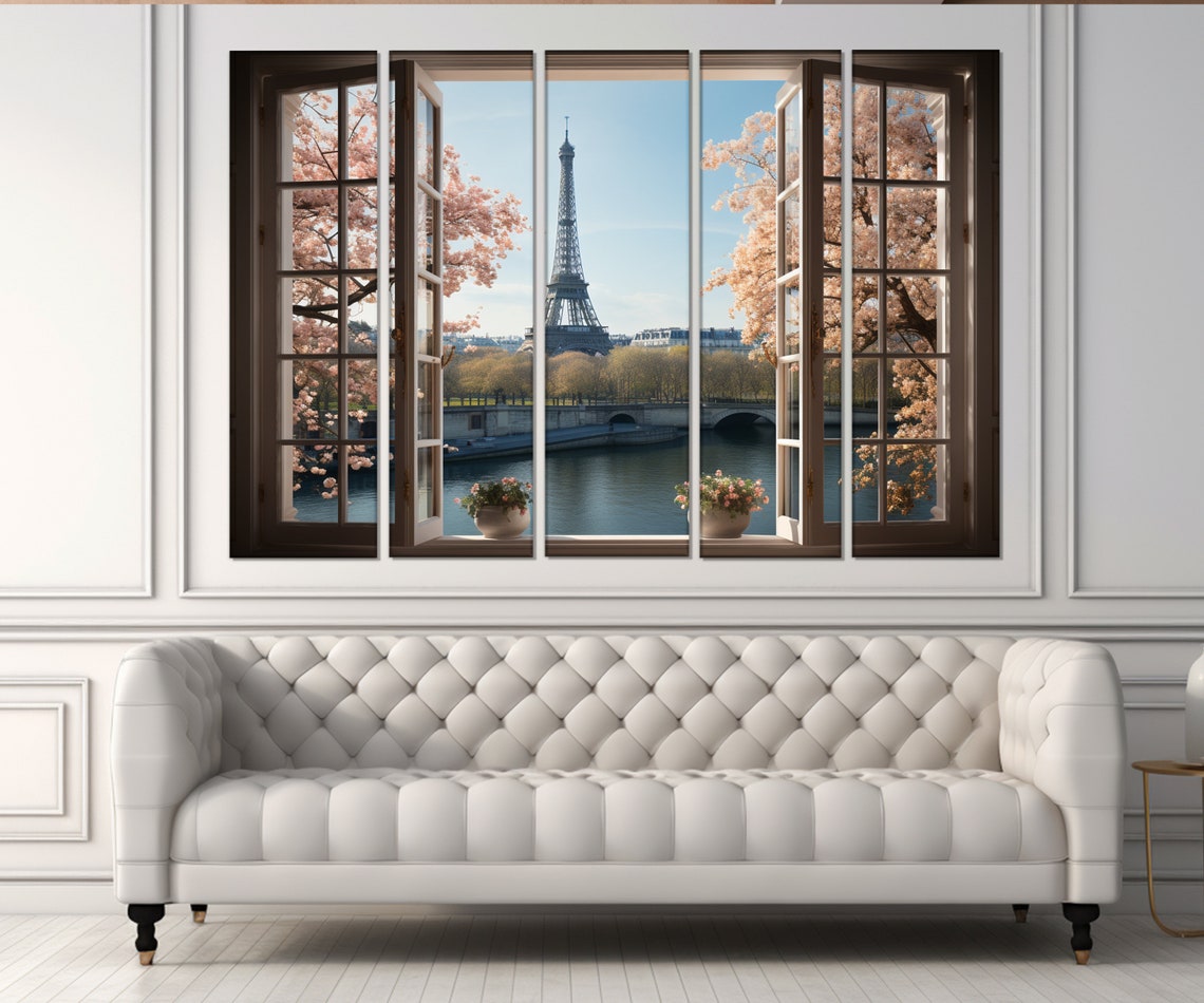 Open Window With Eiffel Tower View Print Window With Paris View Art Paris Wall Art Framed And Ready To Hang - Image 2