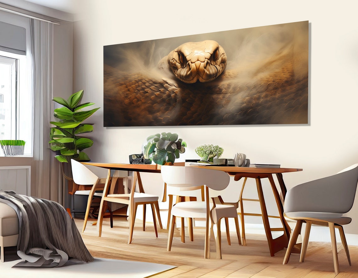 Giant Snake Close Up Scales Triptych Dramatic Reptile Wall Art Poster - Image 2