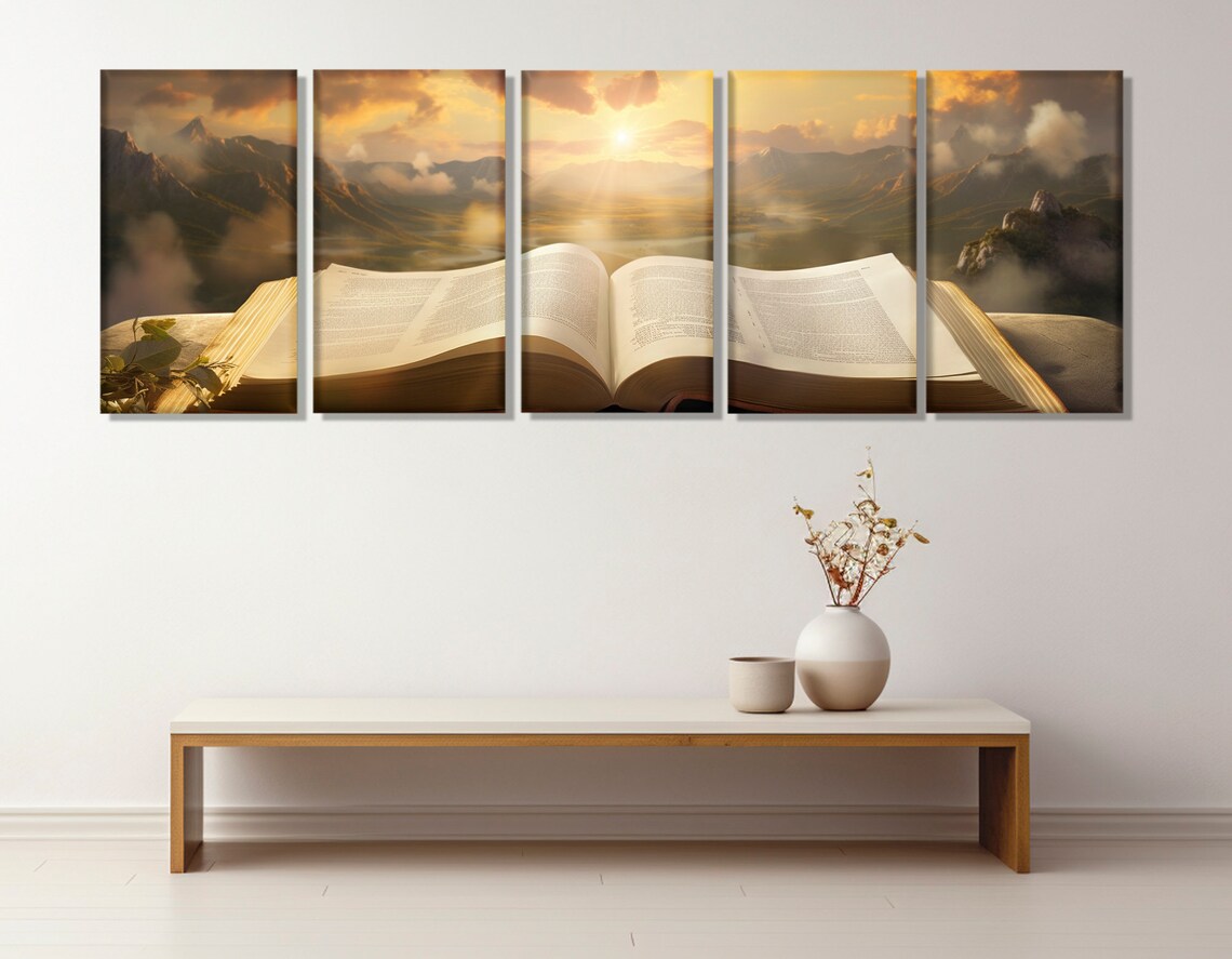 Open Bible Religious Painting, Wall Art Print - Image 2