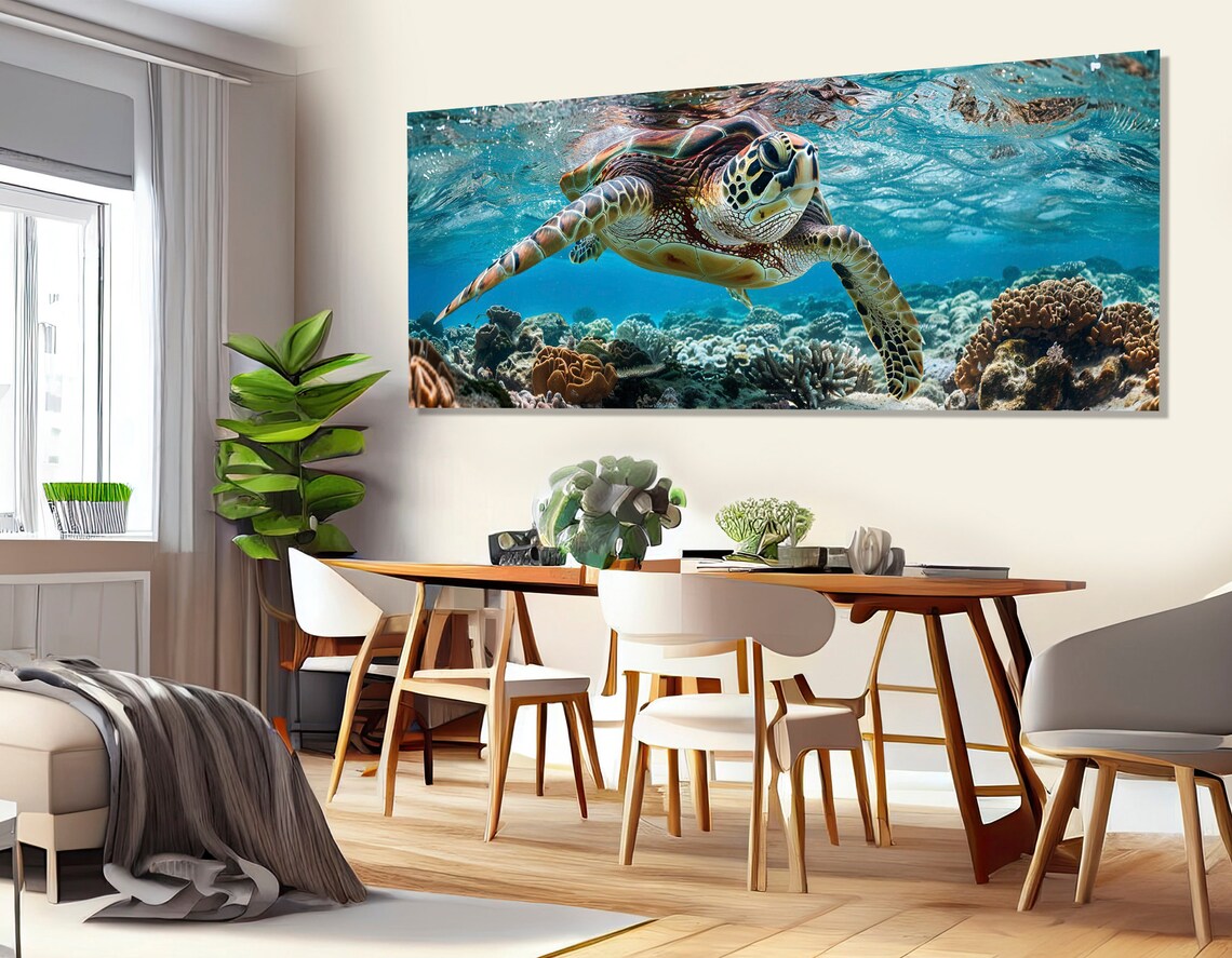 Sea Turtle Ocean Wall Art Print, Sea Life Poster - Image 2