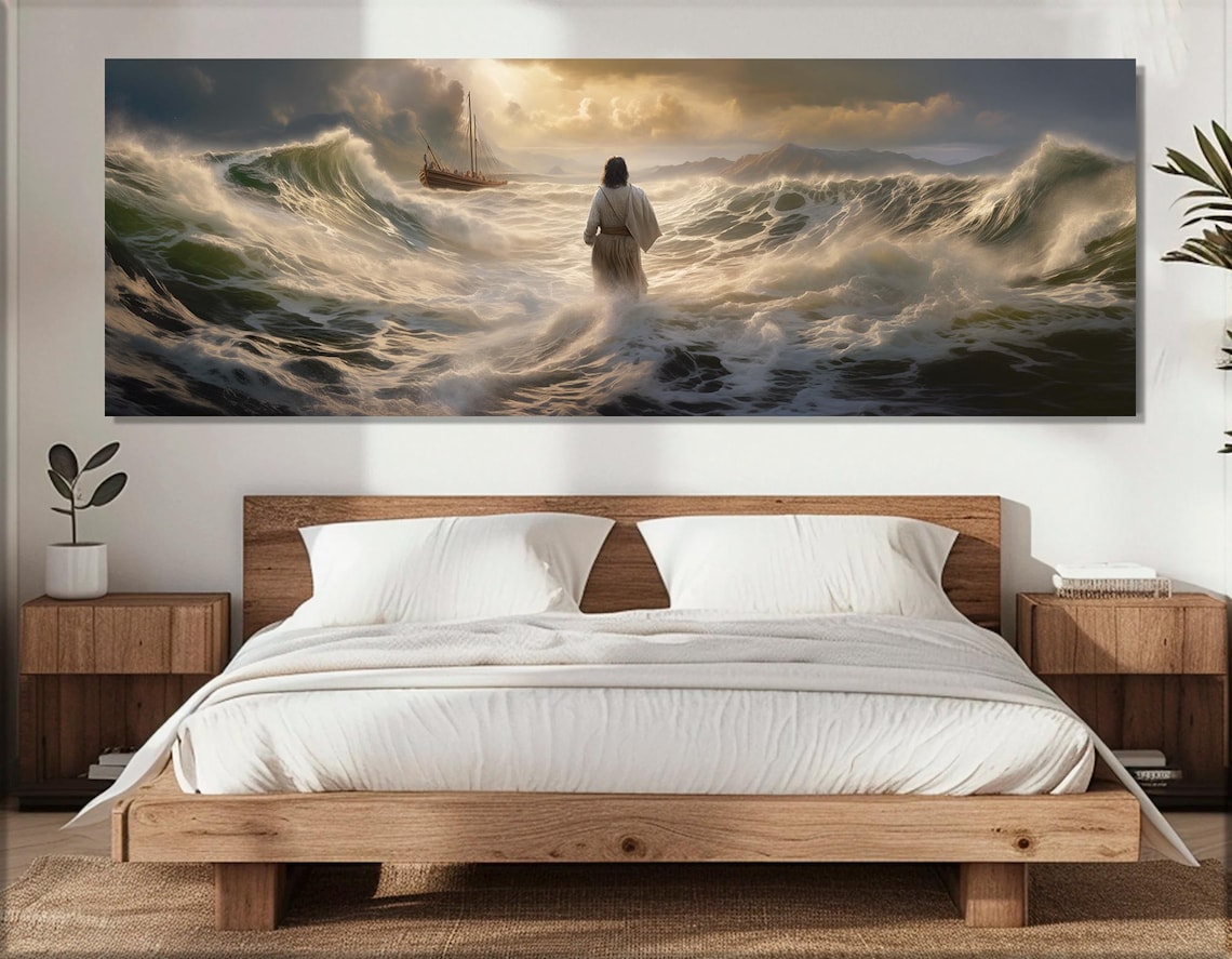 Jesus Walking On Water Religious Painting Poster