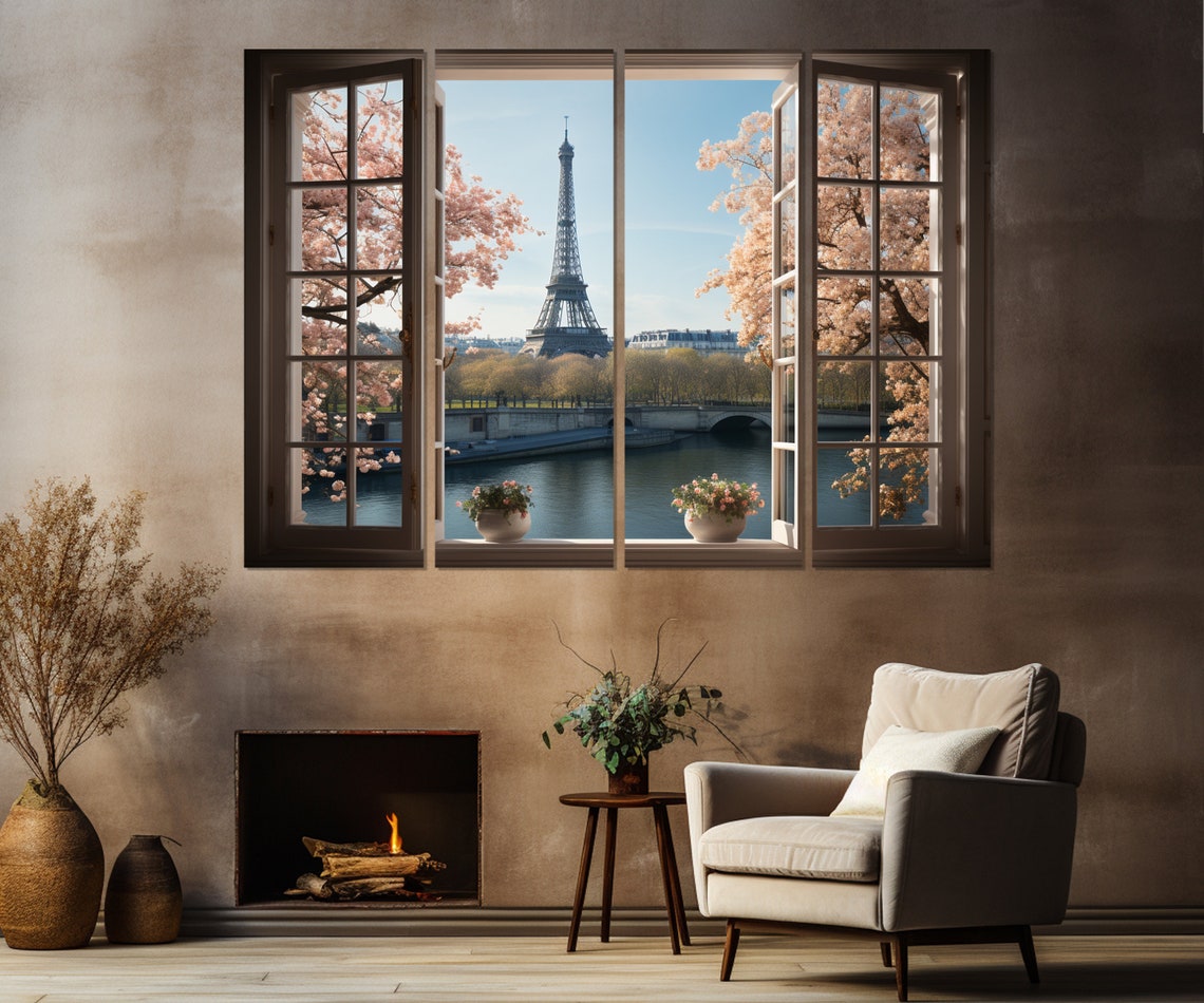 Open Window With Eiffel Tower View Print Window With Paris View Art Paris Wall Art Framed And Ready To Hang - Image 3