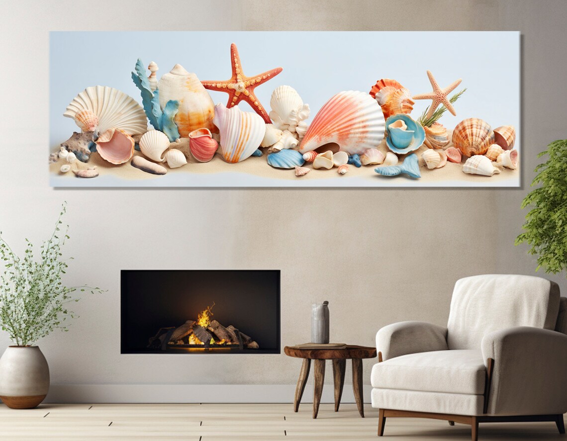 Minimalist Nautical Seashells Ocean Wall Art Print