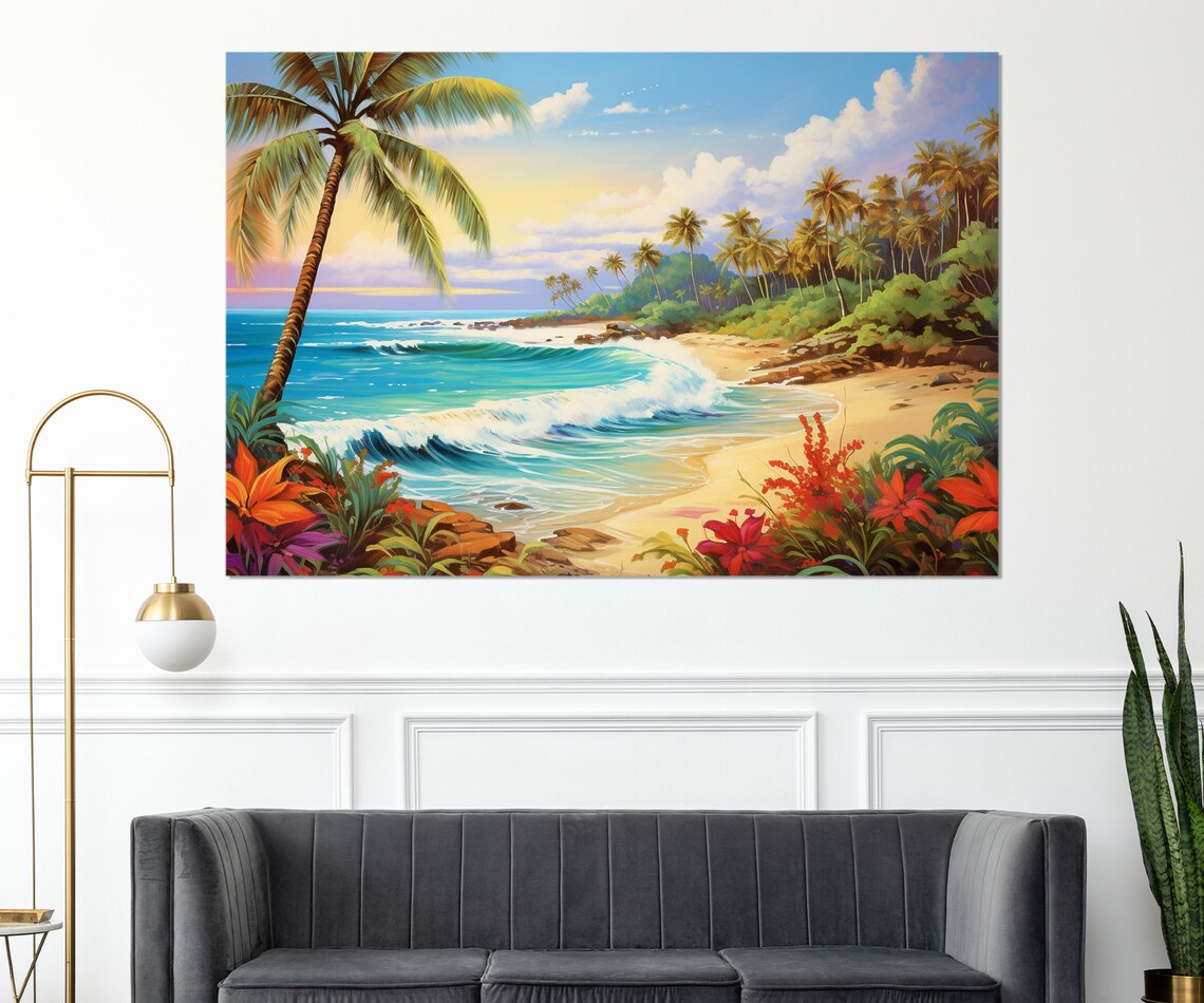 Tropical Beach Painting, Colorful Coast Art Print - Image 4