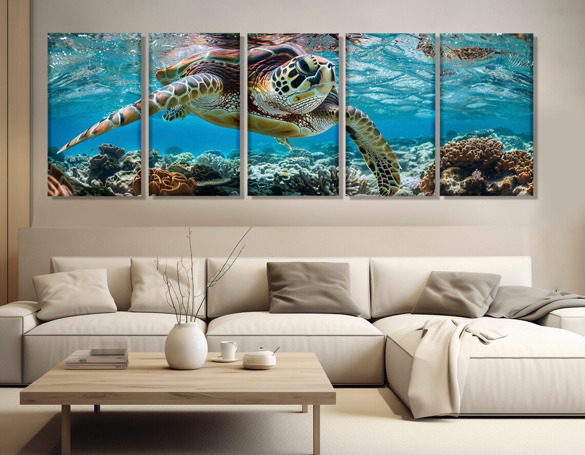 Sea Turtle Ocean Wall Art Print, Sea Life Poster - Image 3