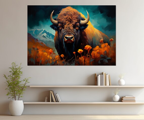Bison Abstract Art Print, Modern Wall Decor Piece