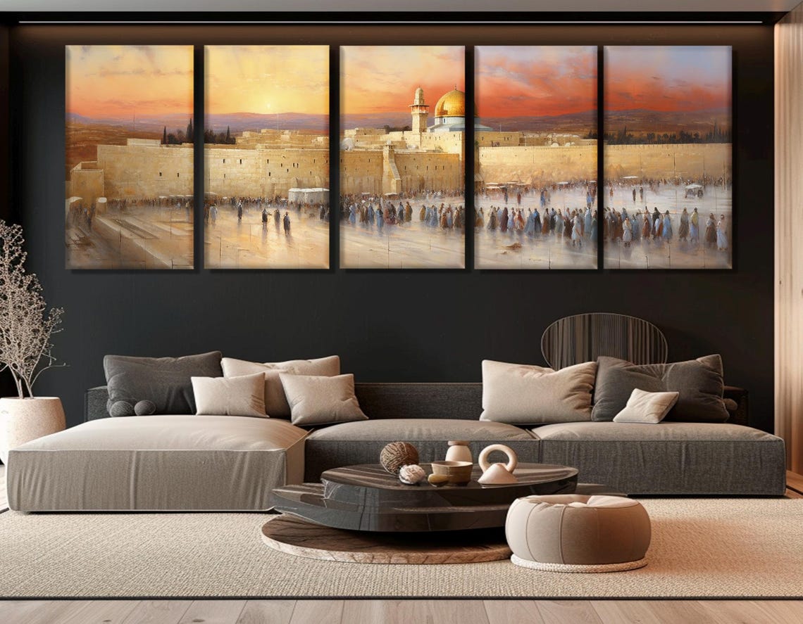 Jerusalem Western Wall Sunset Dome of the Rock Panorama Travel Poster - Image 2