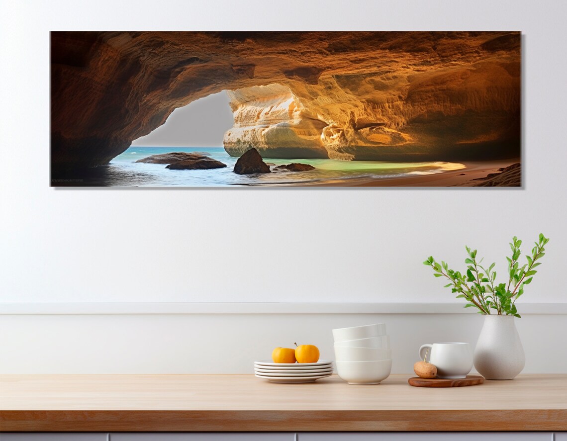 Benagil Cave Algarve Portugal Golden Sea Cave Beach View Poster