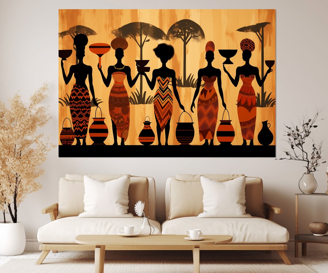 Ethnic African Wall Art Abstract African Women Print Framed And Ready To Hang - Image 3