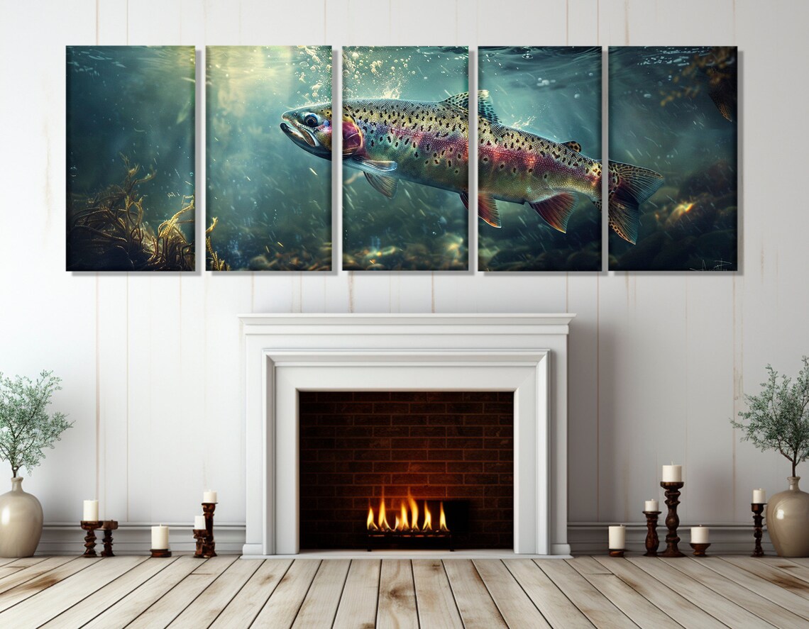 Rainbow Trout Abstract Fishing Wall Art Print - Image 2