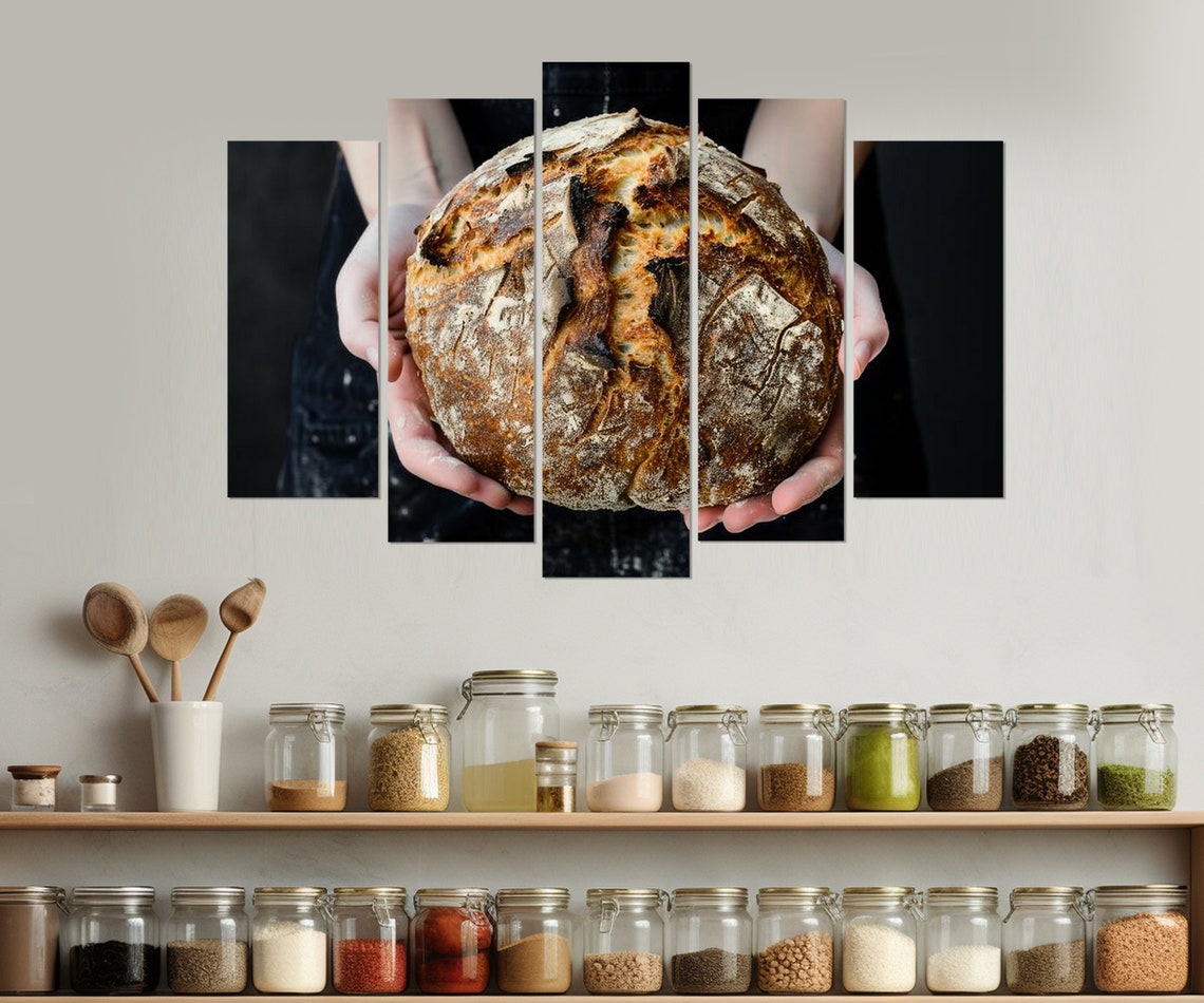 Rustic Sourdough Bread Loaf Hands Baking Artisan Bakery Kitchen Poster - Image 2