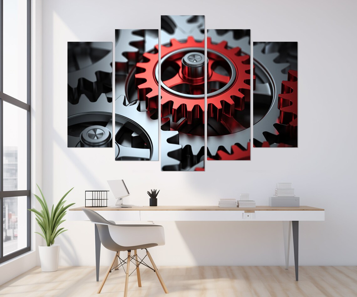 Abstract Gear Print Engineering Wall Art Mechanic Gift Watch Repairer Gift Engineer Gift Gear Poster Framed And Ready To Hang - Image 4