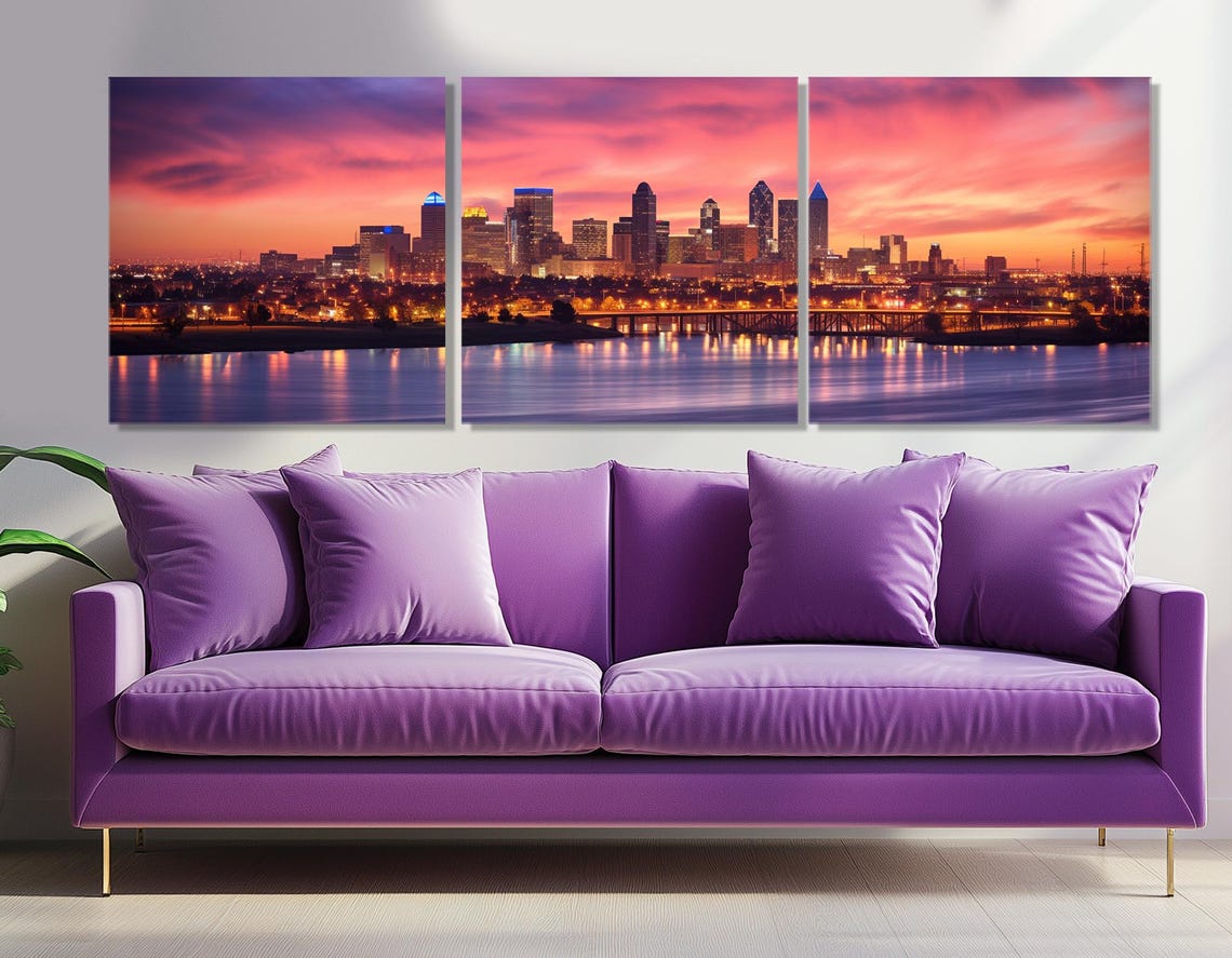 Fort Worth Sunset Skyline Over Trinity River With Pink Clouds Poster - Image 4