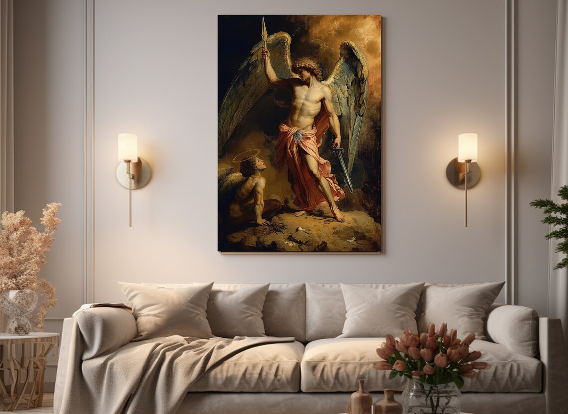 St Michael The Archangel, Roman Catholic Art Print - Image 2