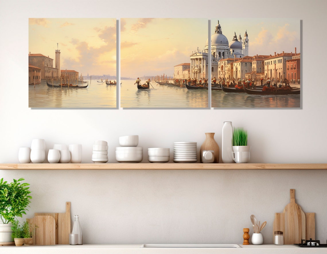 Gondoliers In The Grand Canal Of Venice Near Santa Maria Della Salute Painting Vintage Venice Print Framed And Ready To Hang - Image 4