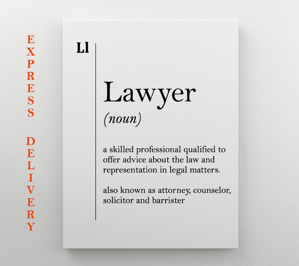 Lawyer Definition Poster Dictionary Style Attorney Office Decor