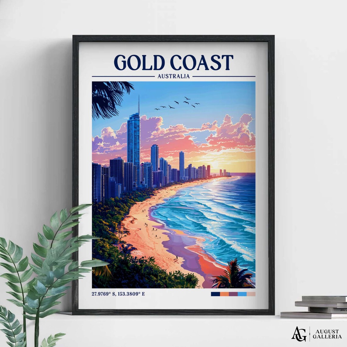Gold Coast Australia Retro Travel Poster