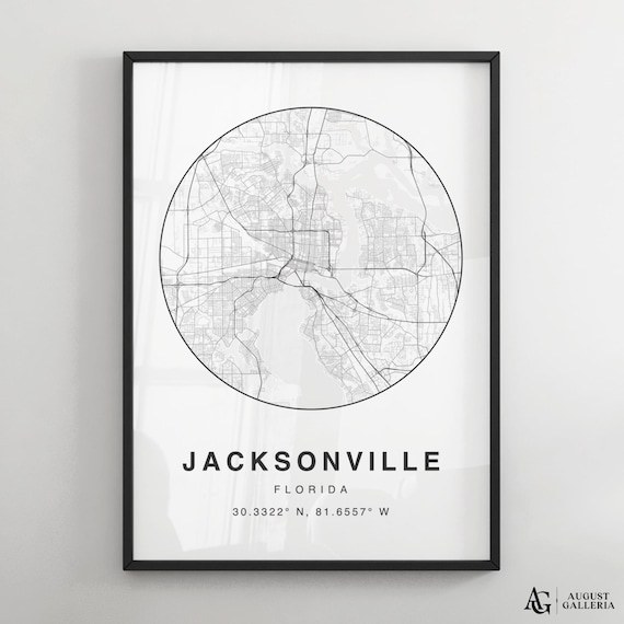 Jacksonville Florida Minimalist Circular City Map Coordinates Decor Poster