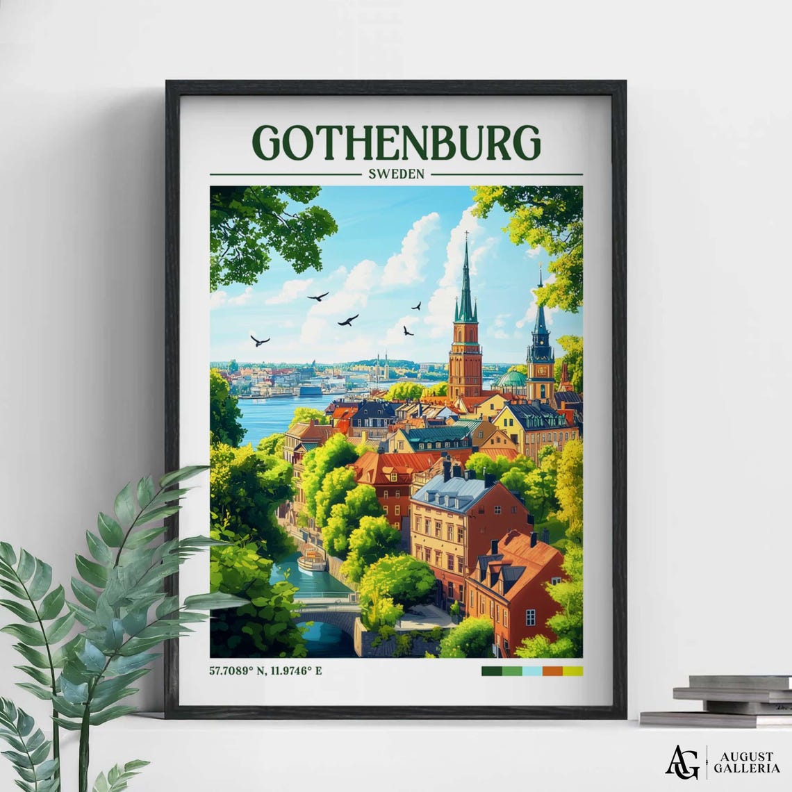 Gothenburg Sweden Retro Travel Print Wanderlust Posters Illustration Wall Art Framed Prints Canvas Poster