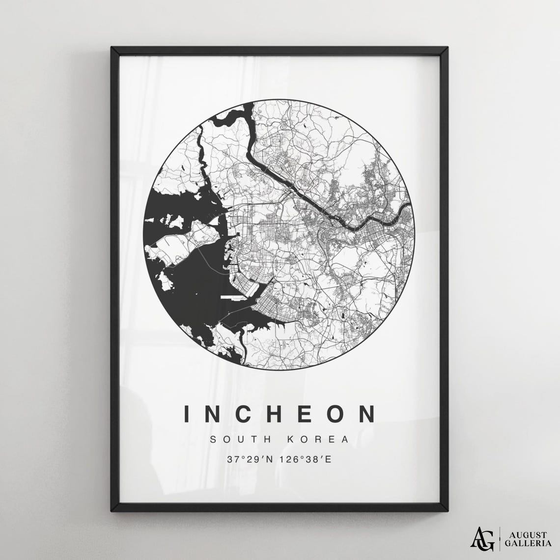 Minimalist Incheon South Korea City Map Circle Coordinates Print