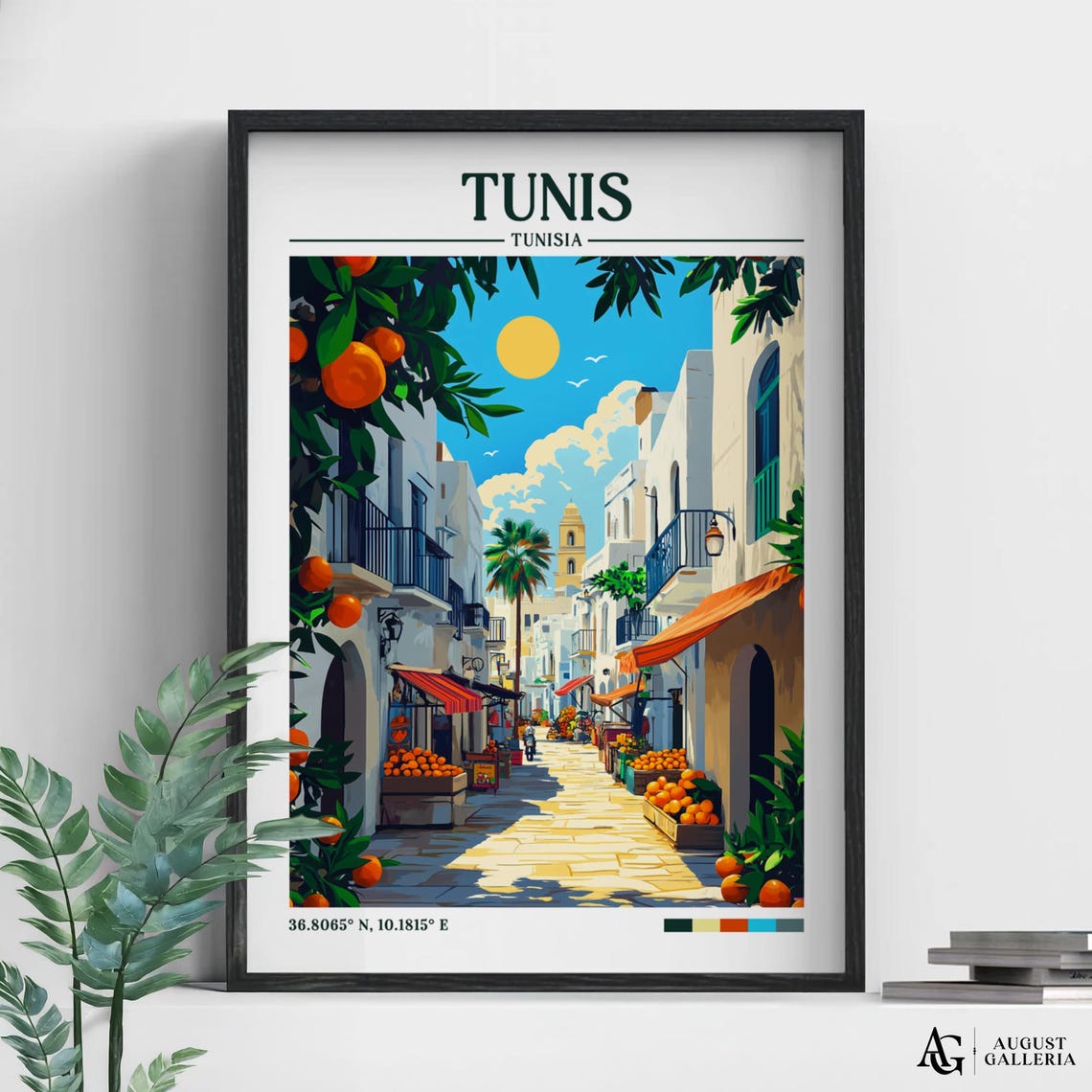 Tunis Retro Travel Print Wall Art Framed Canvas Poster Illustration Wanderlust