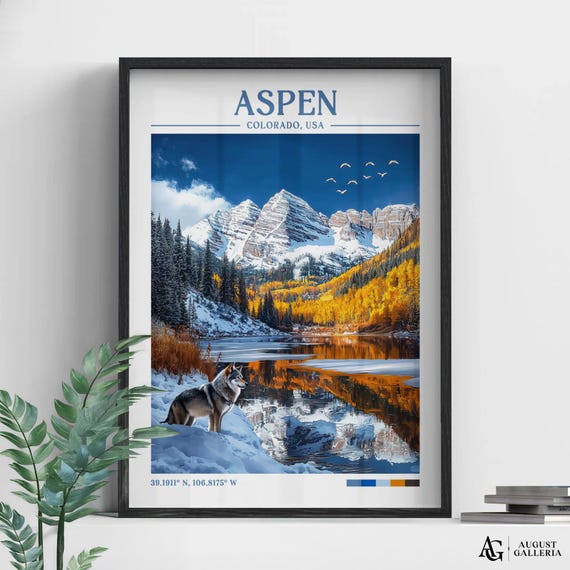 Aspen Colorado Retro Travel Print Wanderlust Posters Wall Art Framed Prints Canvas Poster