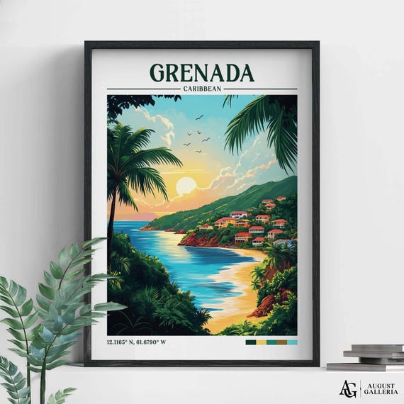 Grenada Caribbean Retro Travel Poster