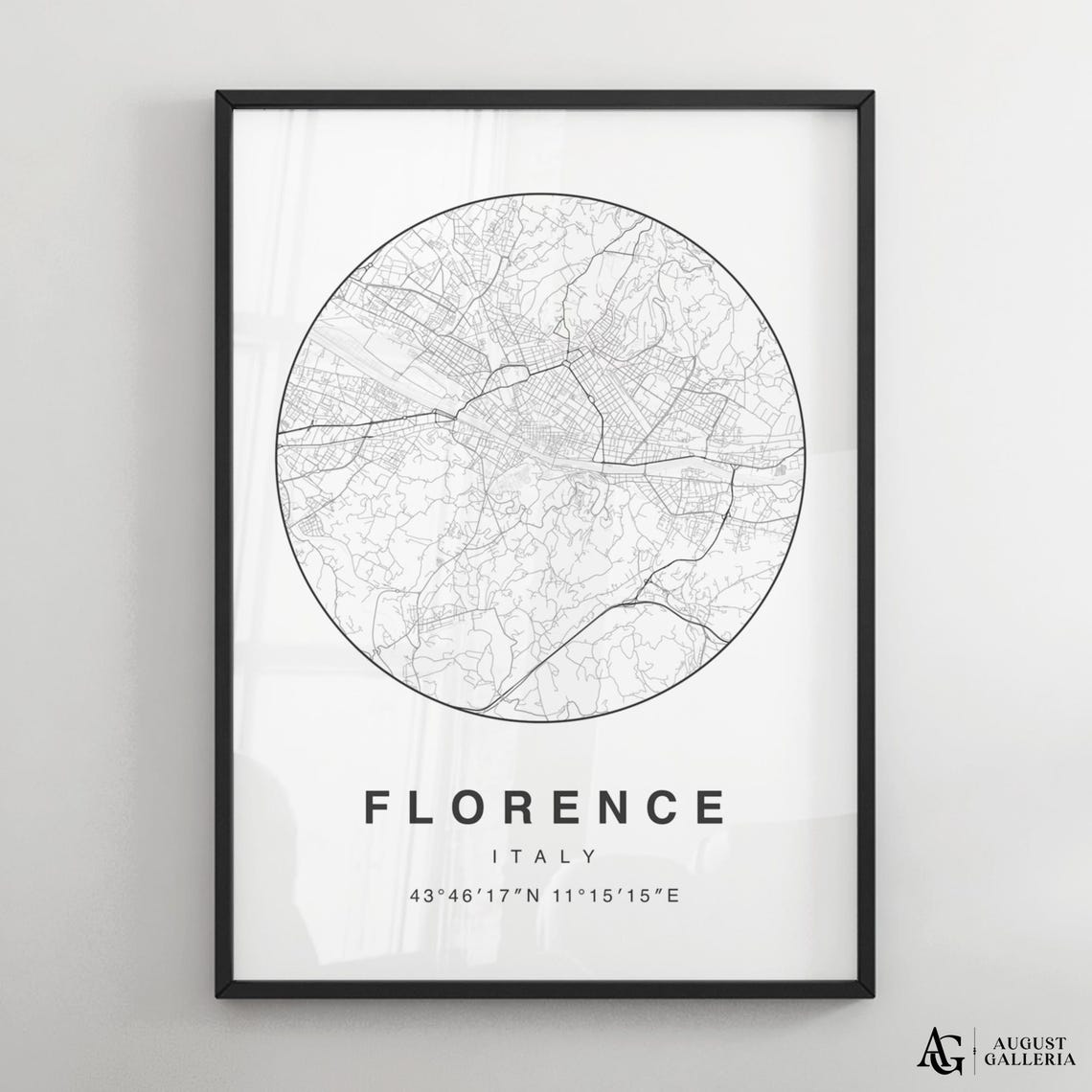 Florence Italy Minimalist City Map Circle Street Plan Poster