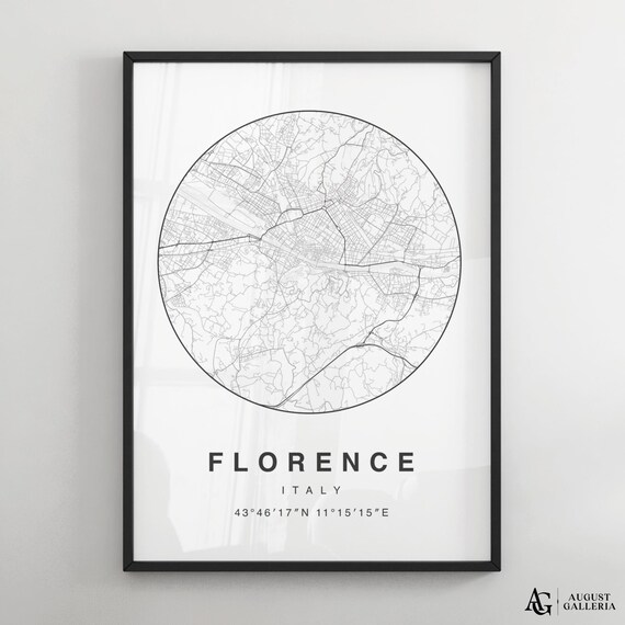 Florence Italy Minimalist City Map Circle Street Plan Poster