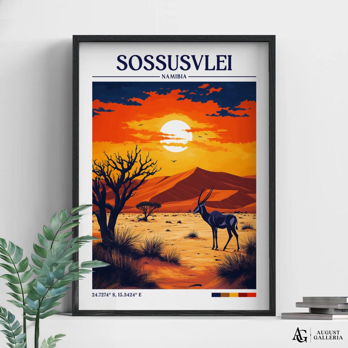 Sossusvlei Namibia Desert Sunset Oryx Antelope Travel Poster